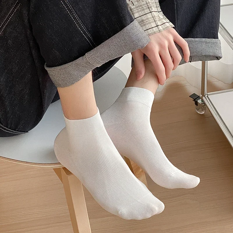 5 Pairs Short Socks For Men New Simple Casual Daily Ankle Socks Male Breathable Business Plain Socks Comfortable Thin