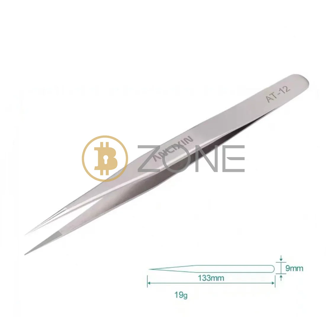 302 Stainless Steel Hardness HRC40-45 Straight Ultra-fine Tip ST-12 Tweezers For Repairing Mining Machine Clamping Chip Tweezers