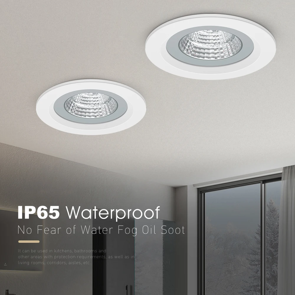 IP65 Waterproof LED Downlight Recessed Spot Lamp Embedded Bathroom Anti-fog Kitchen Shower Room Hotel Shower Room Lighting