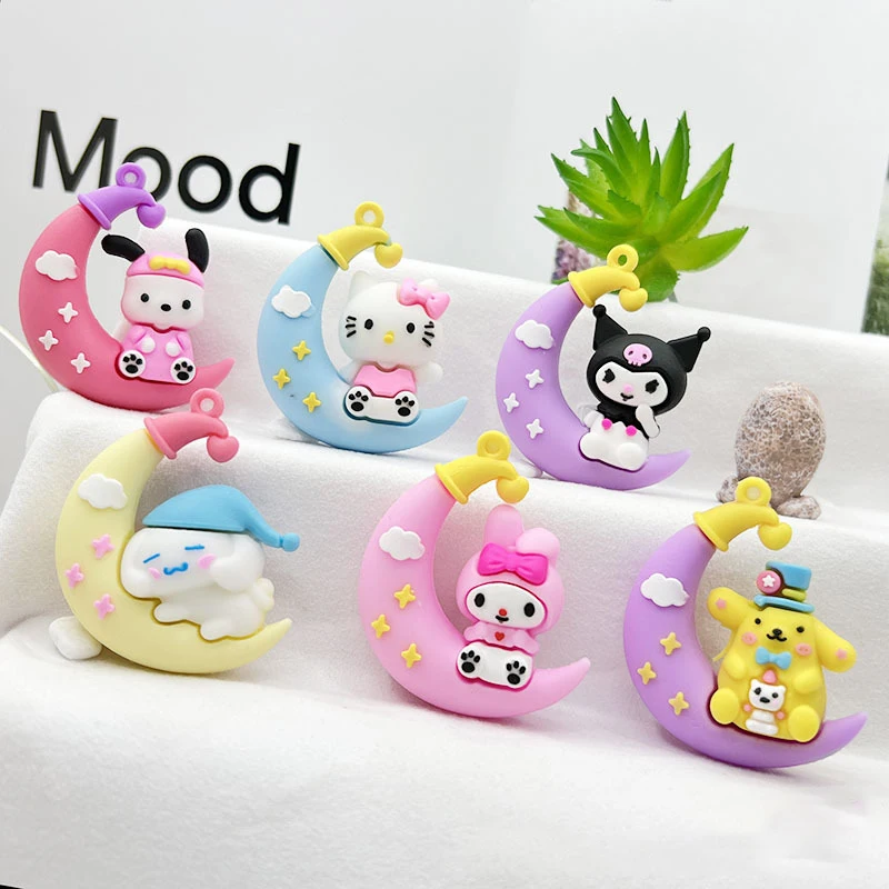 Sanrio Gúnyrajz Van vhol Hold kawaii hellokitty keychain Tetszetős Ürge Medál Melódia kuromi keychain Medál szülinapi Adomány aranyos