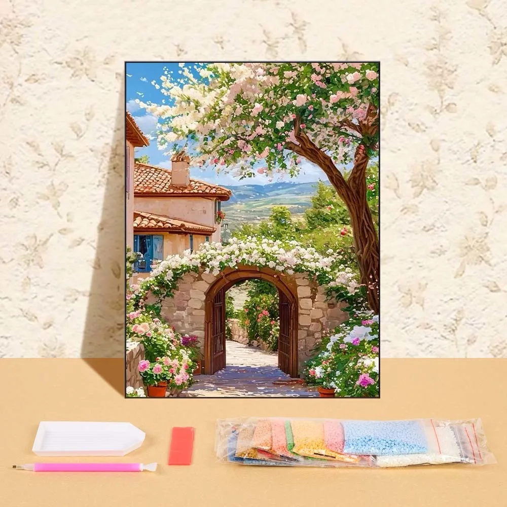 

DIY 5D Diamond Painting Kit Flowers Tree Arch Scenery Diamond Mosaic Art Kits Full Drill Round Craft For Wall Decor Unique Gifts