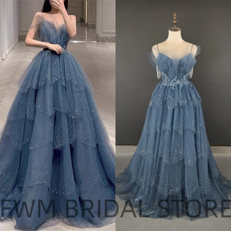 14253# Exquisite Customized Lace-up Spaghetti Straps Wedding Gown Birthday Party Dress For Plus Size Women Prom Evening Dresses