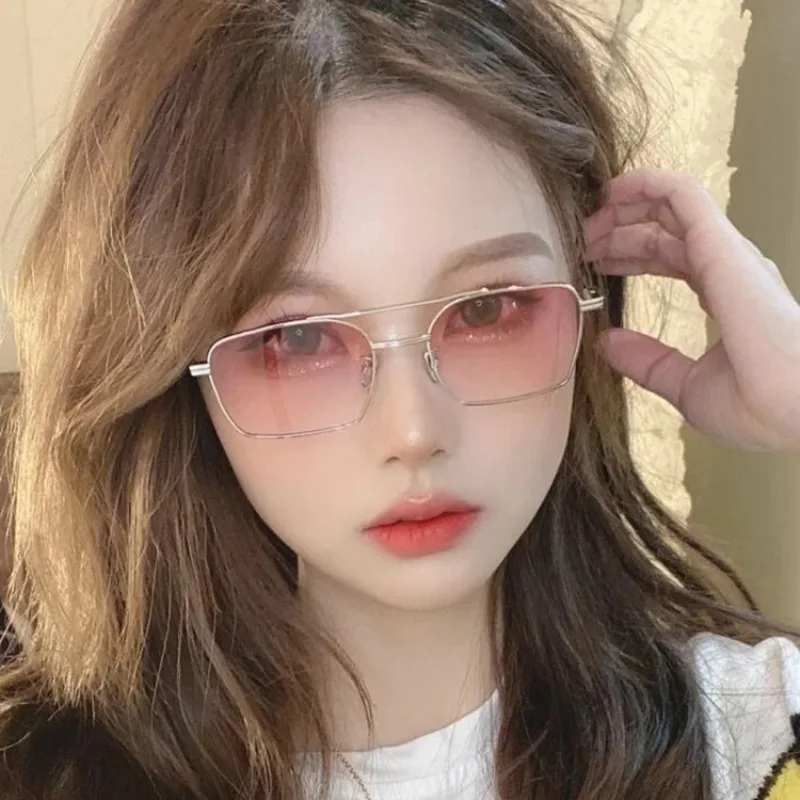 Fashion Sun Glasses Unisex Double Beam Anti-UV Spectacles Personality Driving Eyeglasses Simplity Frame Travel Sunglasses Shades