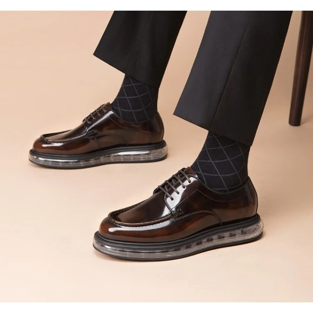 Fashion Business Casual Leather Shoes for Men British Style Thick Sole Cushion Trendy Men Dress Shoes