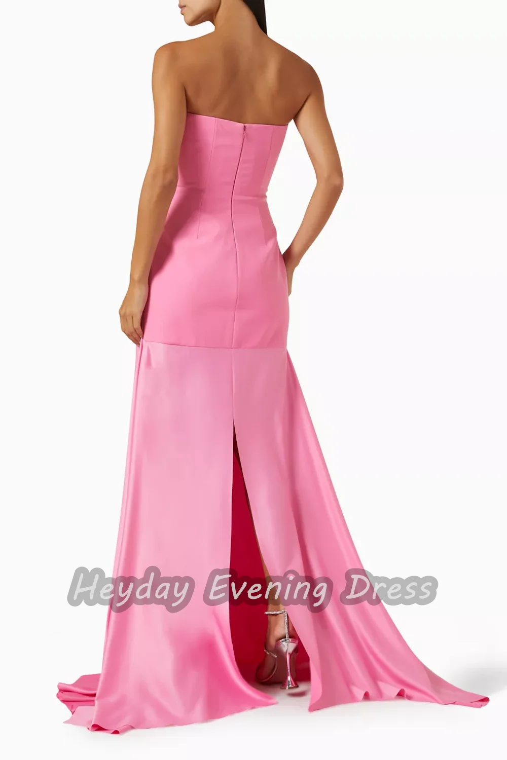 Heyday السعودية Strapless Beaded Satin A-Line Sleeveless Sexy Ruffle Floor Length Elegant Prom Dress For luxurious Woman 2024