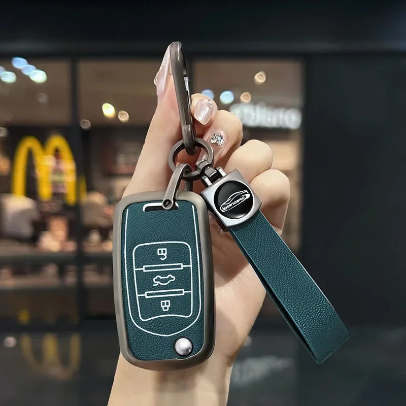 Для Baojun 310 510 560 630 730 из сплава, кожаный автомобильный складной флип-чехол с 3 кнопками, чехол для ключей, брелок, сумка, держатель, брелок, протектор