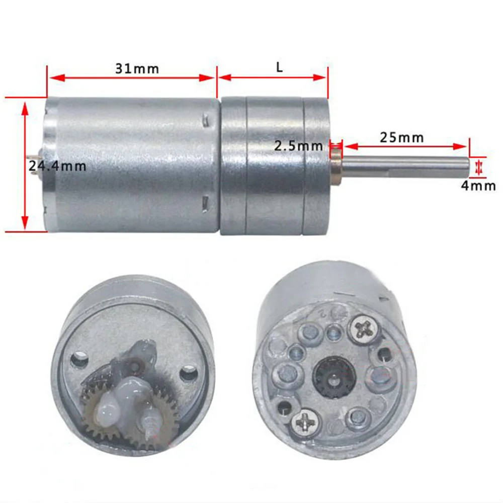 JGA25 370 Geared Motor DC 6 12 24V Electric Metal Micro High Torque Low Speed Long Shaft Reduction Gear Motor Reducer Gearbox