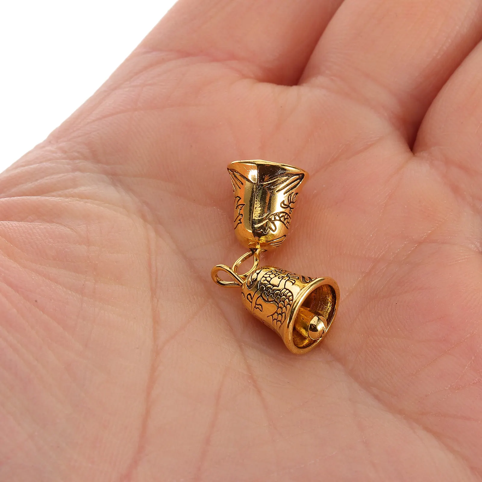

10pcs Mini Bells for Crafts DIY Alloy Bell Pendant Vintage Golden Jingle Bell for Jewelry Making Charms Wind Chime Tree Ornament