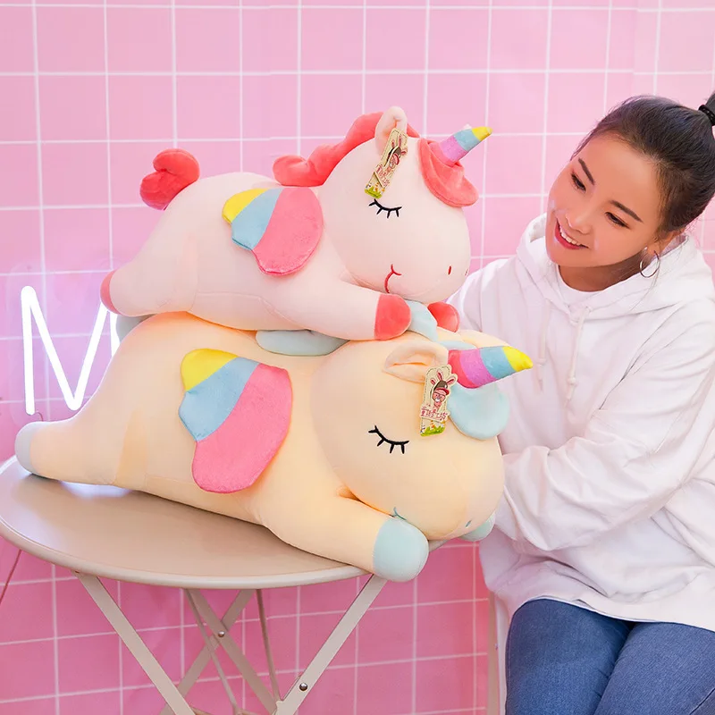 25-100cm 4 Colors Giant Unicorn Plush Toy Stuffed Unicorn Soft Dolls Animal Horse Toys For Boys Girl Pillow Birthday Gifts