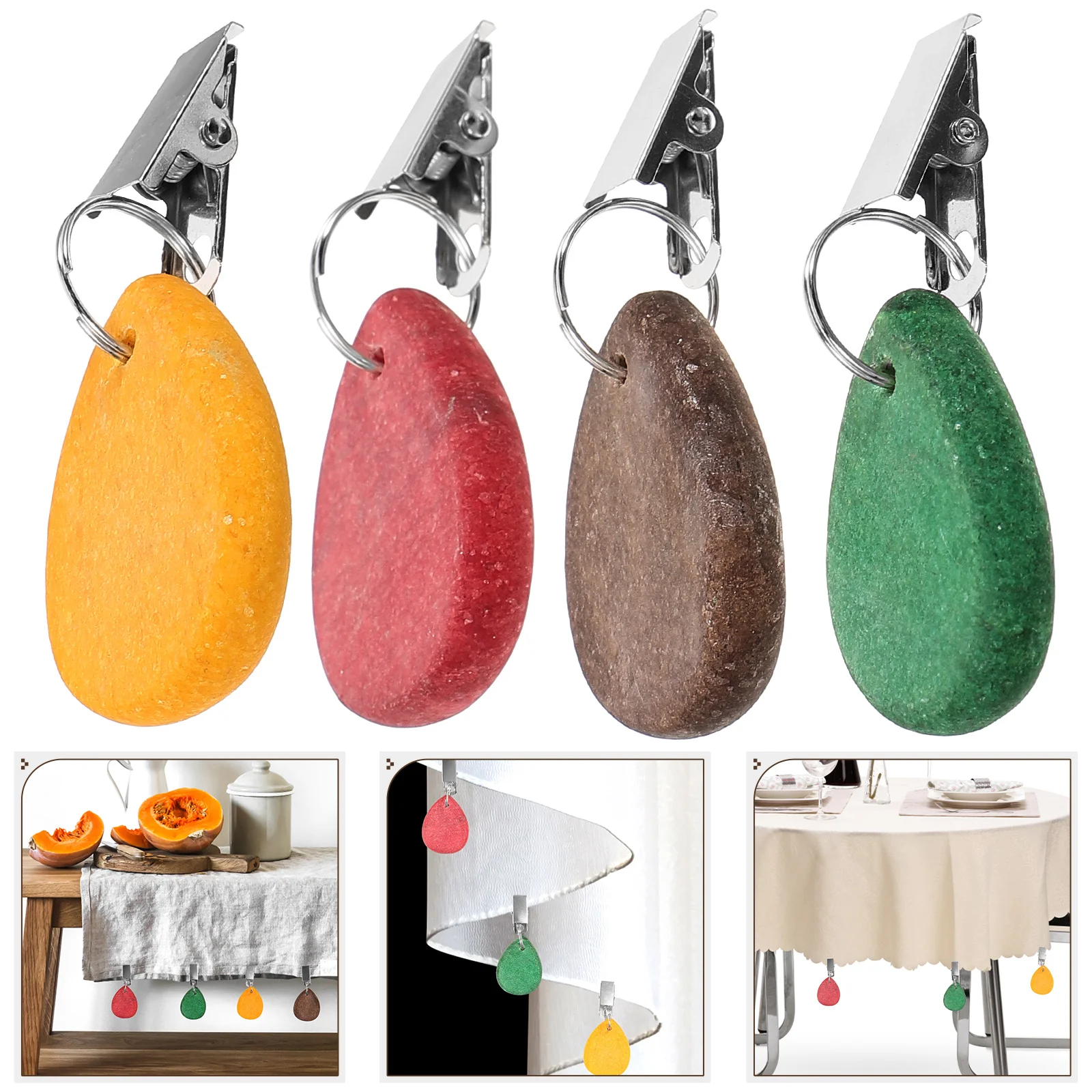 

4 Pcs Colored Marble Tablecloth Pendant Clip Curtain Accessories Jewelry 4pc Camping Cover Weights Stainless Steel Delicate