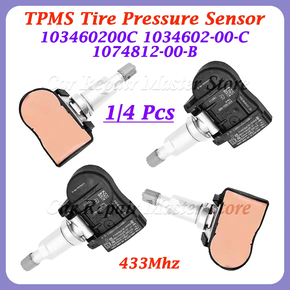 1or4 Pcs Tire Pressure Sensor 433MHZ 1034602-00-C 1074812-00-B 103460200C FOR Tesla Model 3 Model S Model X TPMS Sensor