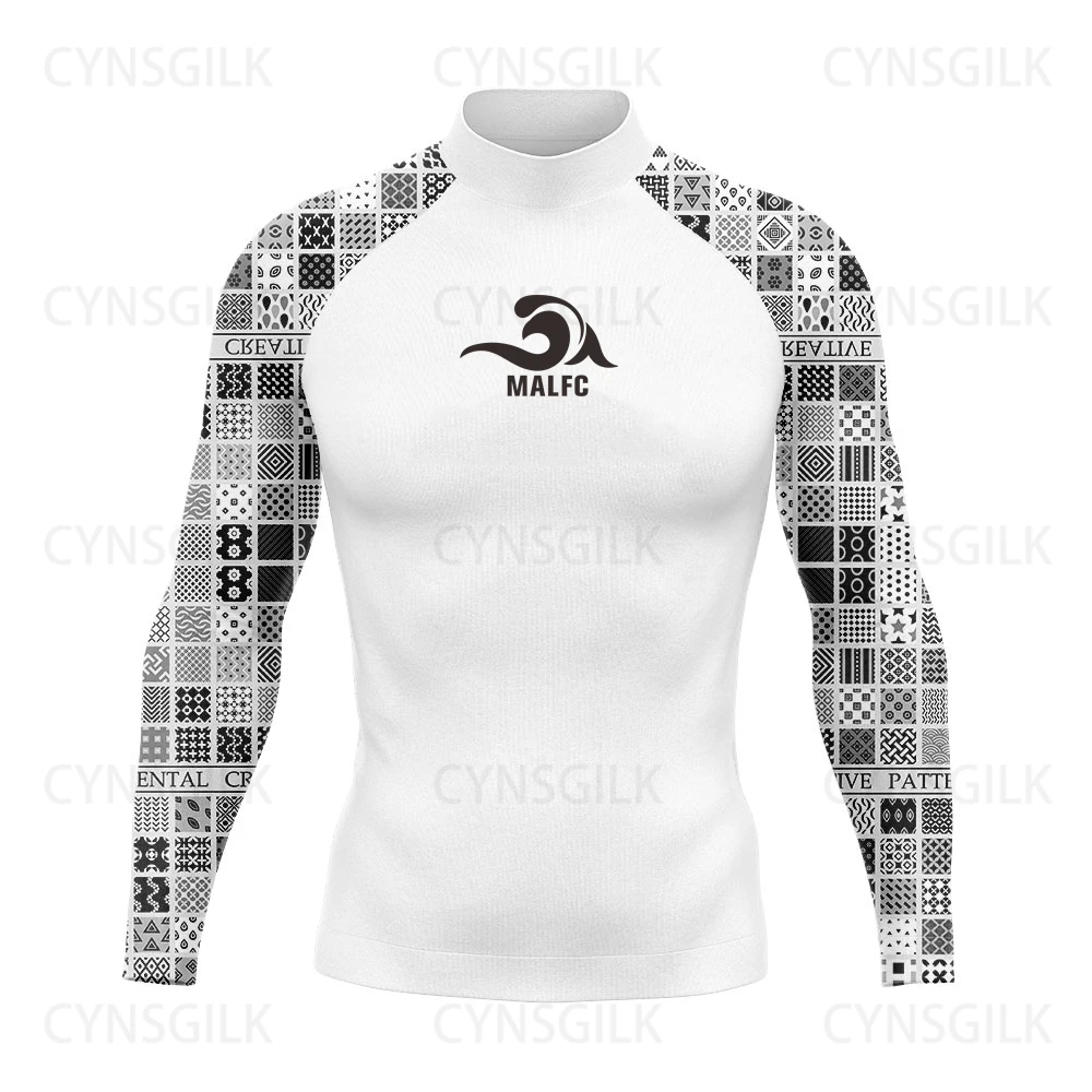 MALFC Rash guard dla mężczyzn Ubrania surfingowe Strój kąpielowy Rashguard Surf Wear UPF 50 Sporty wodne Koszulka z długim rękawem Stroje kąpielowe