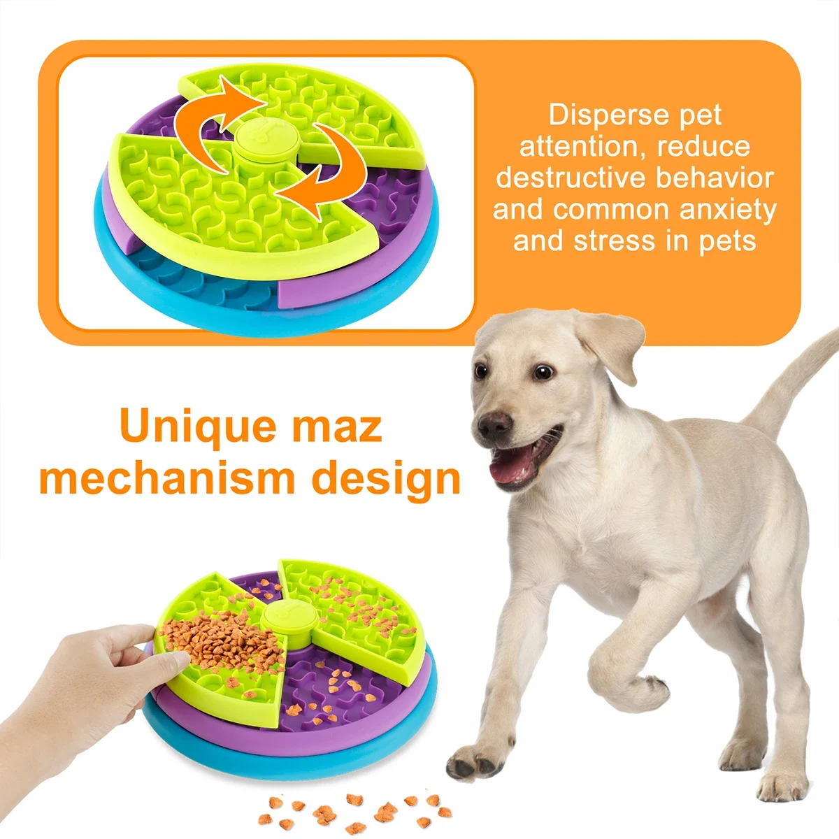 Pet Slow Food Bowl Dog 3-Layers Interactive Game Food Puzzle Feeder Choke-proof Non-slip Feeder Bowl for Small/Medium/Larger Dog