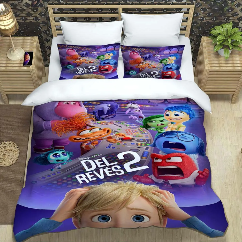 Imagem -03 - Disney Cartoon Inside Out Conjunto de Cama Impressão 3d Solteiro Duplo Tamanho Completo Queen Cama King-size Adulto Crianças Quarto