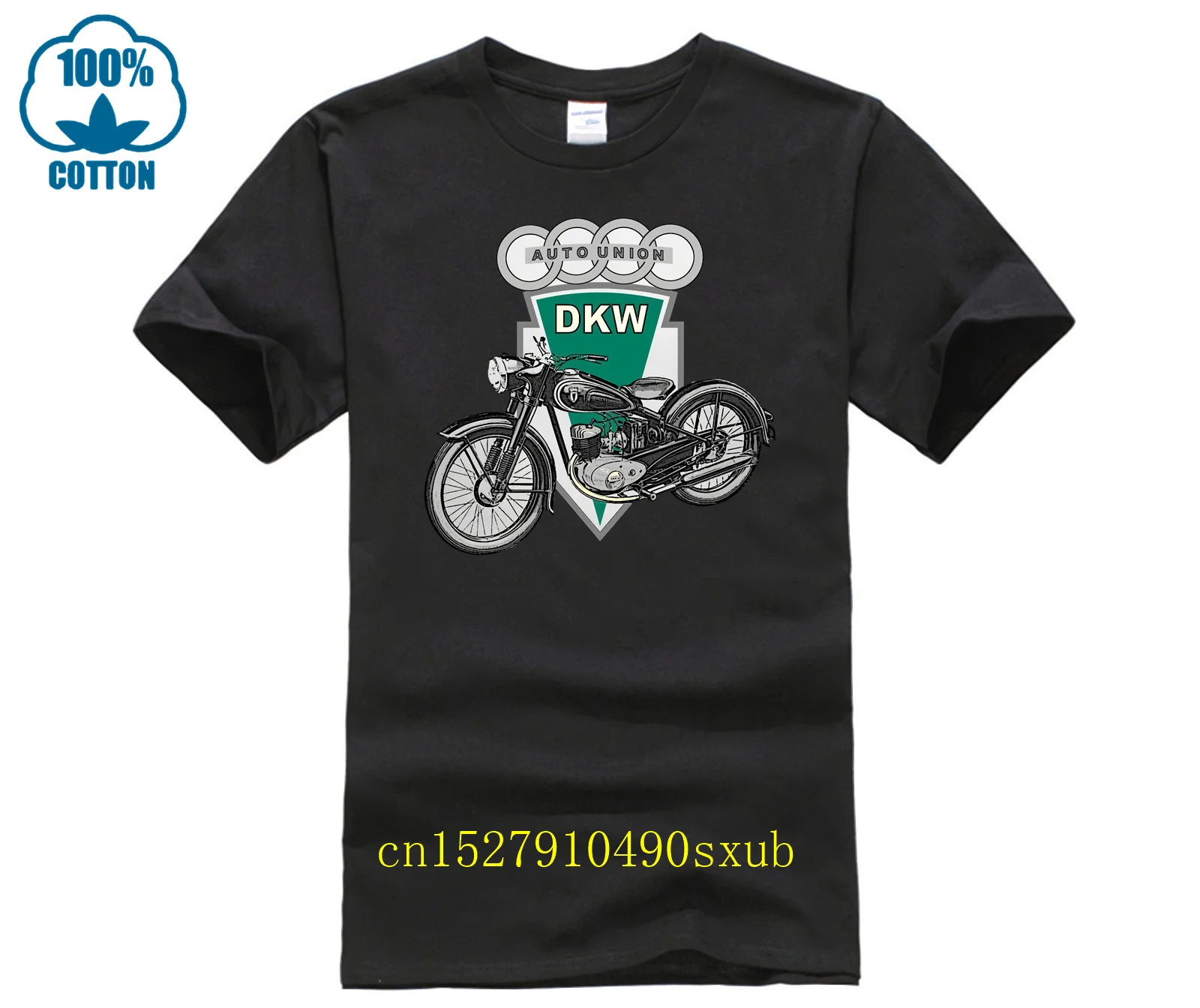 تي شيرت رجالي جديد موديل 2023 بأكمام قصيرة مضحك Dkw للدراجة النارية Rt 125 بشعار الاتحاد تي شيرت كلاسيكي ضيق