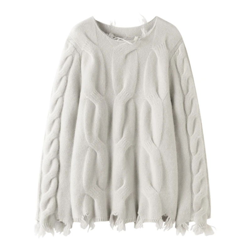 

Осень-зима женский кашемировый свитер нерегулярной формы с кисточками пуловер средней длины толстый закрученный цветок 100% кашемировый трикотаж винтажные топы