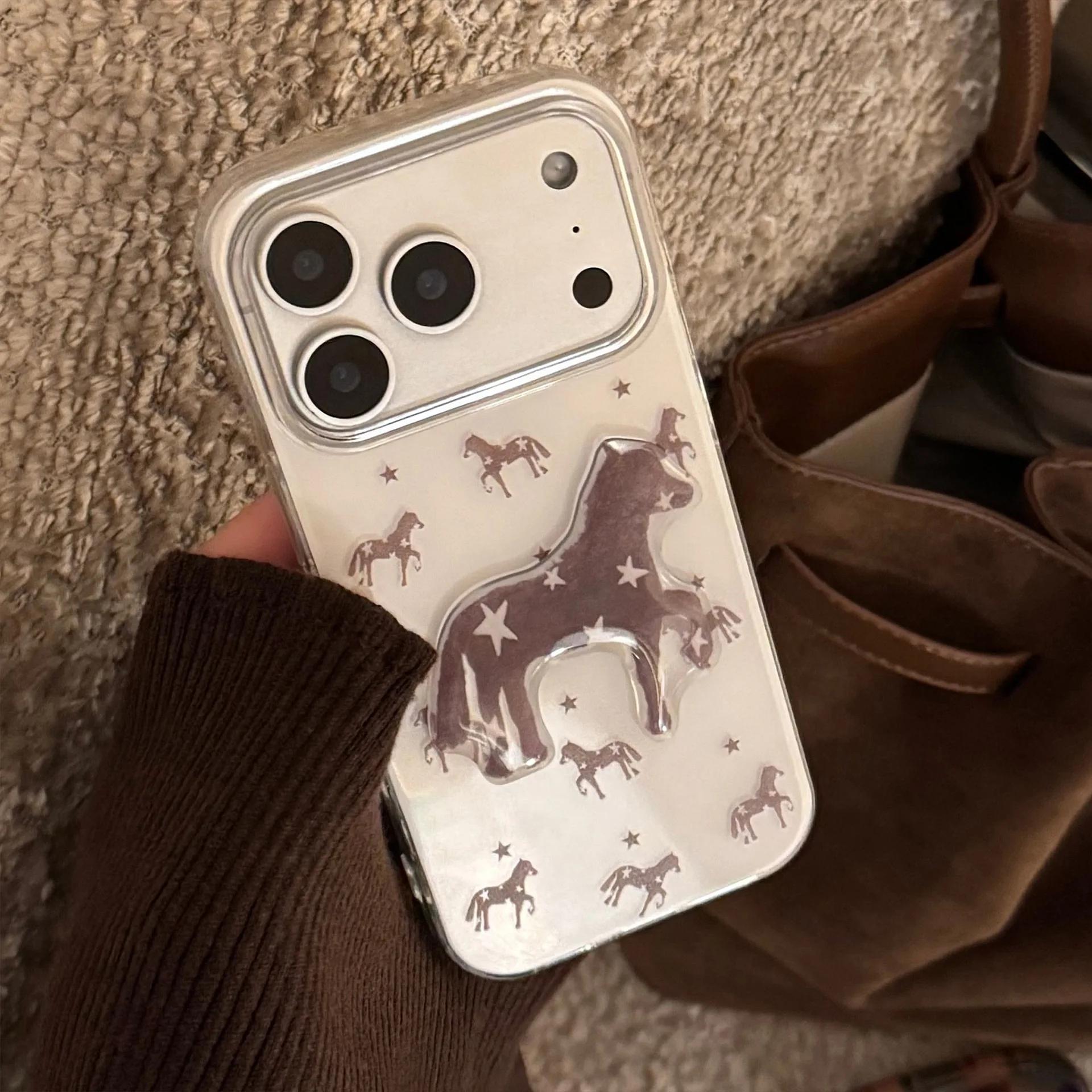2026 koreanische 3D Cartoon Pferd Sterne Telefon Fall für iPhone 17 Air 16 15 14 13 12 11 Pro Max XS XR X 7 8 Plus stoßfest Hard Cover