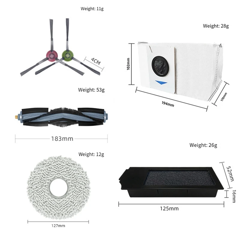 Cepillo lateral principal para Ecovacs X1S PRO Deebot, accesorios, filtro Hepa, mopa, paño, bolsa de polvo