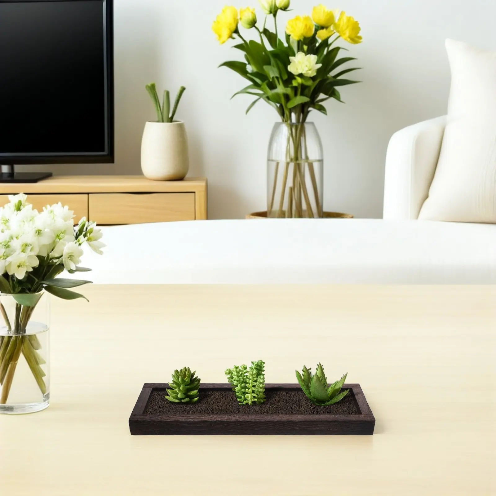 Wooden Long Narrow Rustic Tray Holder Tray Farmhouse Coffee Table Dining Room Centerpiece Decor Organizer