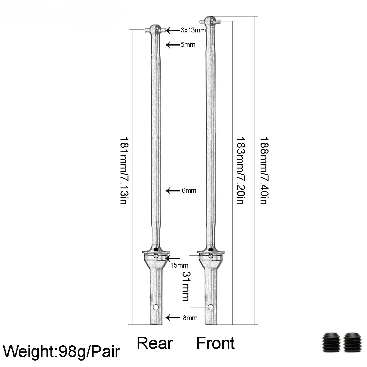 45# Hard Steel AR310458 AR310590 AR310591 AR310459 Axle CVD Driveshaft for RC Arrma 1/7 1/8 6S Kraton Notorious Outcast Talion