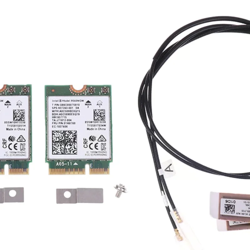Cartão WiFi 9560NGW + Antena 1733Mbps Wireless AC 9560 Dual Band 2.4G/5G BT 5.0 802.11Ac M.2 CNVI Adaptador Wireless 9560NGW