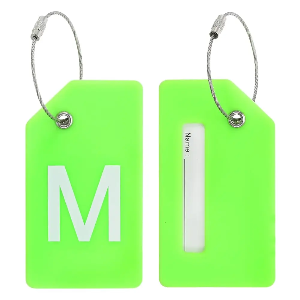 

Идентификационные бирки для багажа, 2 шт., силиконовые, с держателем для ID-карты, уникальные именные бирки для чемоданов с кольцом из нержавеющей стали
