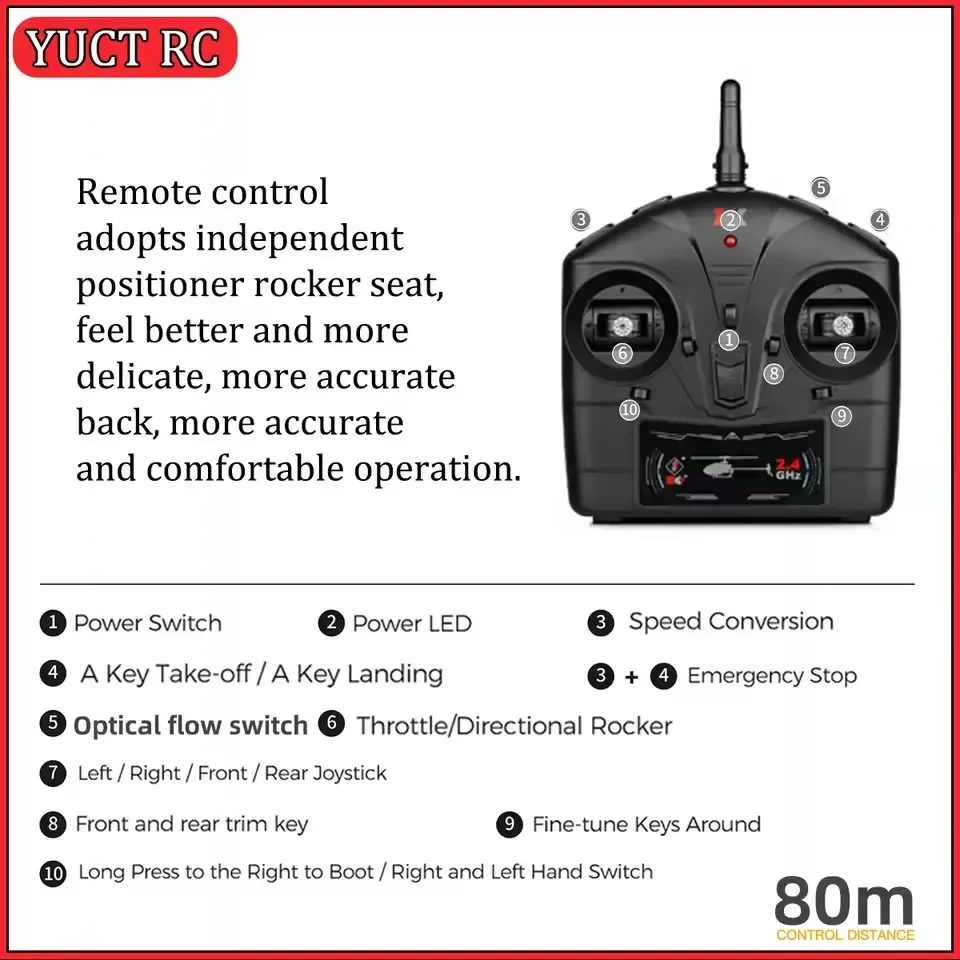 Rc Helicopter Altitude Hold 6G Mode Optical Flow Positioning 4CH Three Propeller Flybarless Brushless Remote Control Helicopter
