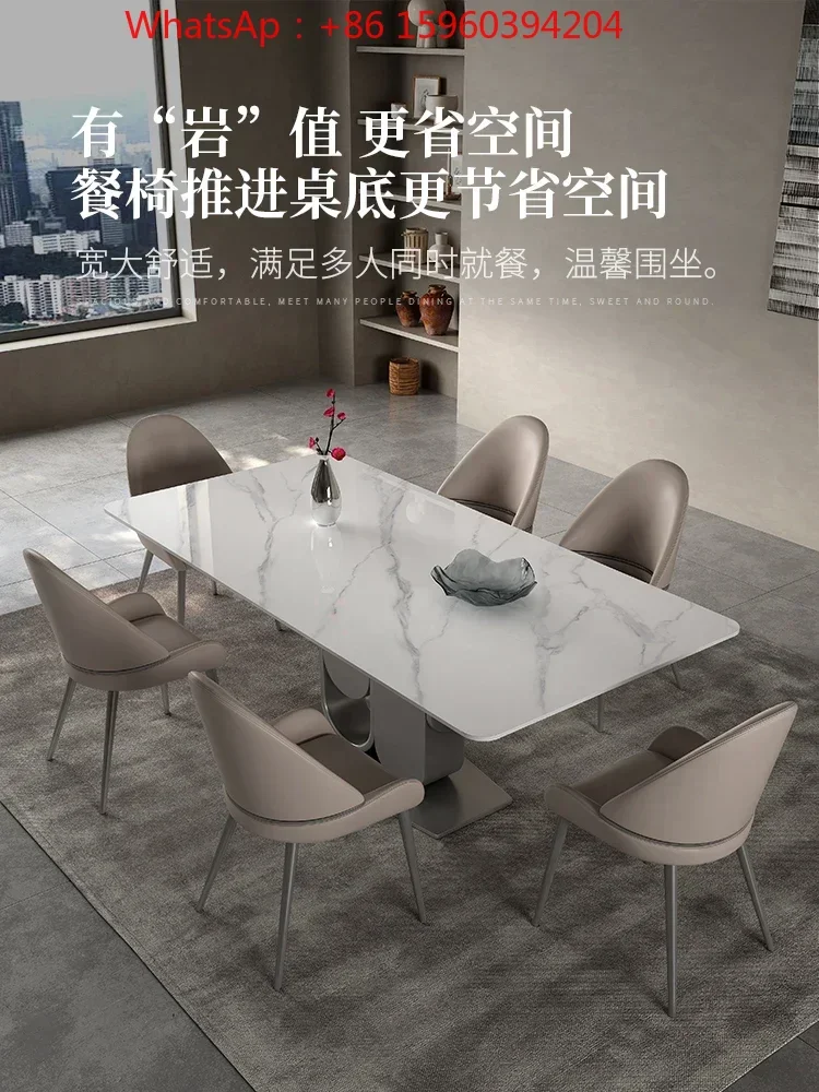 

Стол из каменной пластины в итальянском стиле, современный простой маленький бытовой тип 2024, новый легкий роскошный высококачественный минималистичный стол с блестящей поверхностью