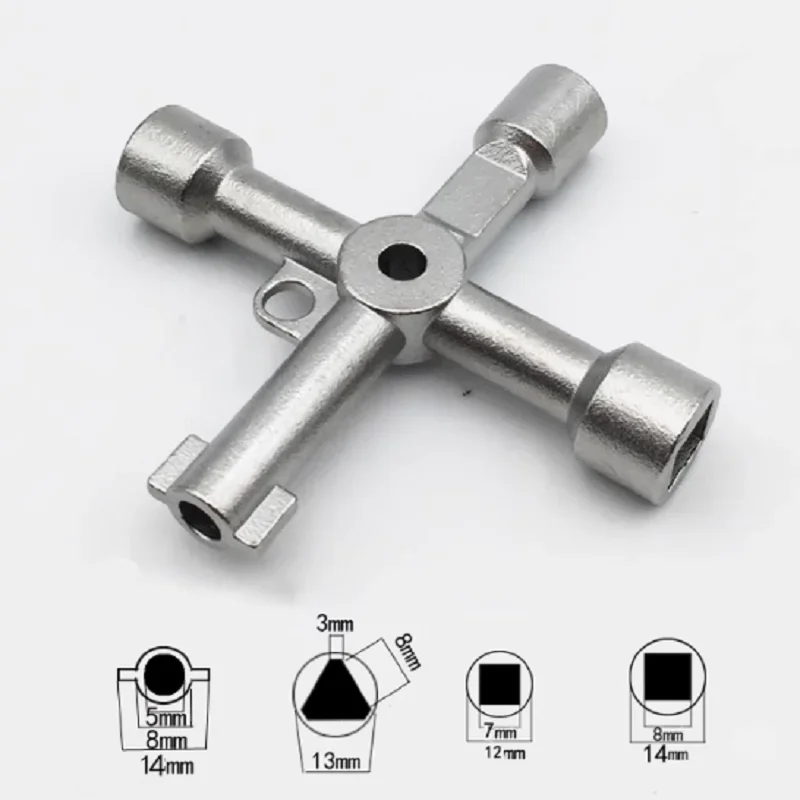 304 Stainless Steel Key Wrench Cross Switch Alloy Universal Square Tool for Elevator Electrical Cupboard Box Cabinet socket