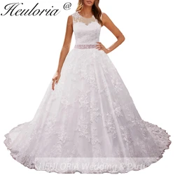 Heiloria-vestido De novia De princesa con lentejuelas brillantes, traje De baile con cinturón, apliques De encaje, talla grande