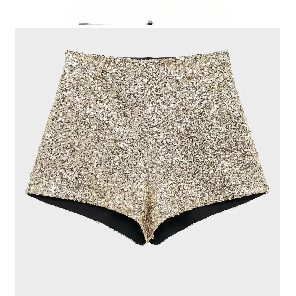 

Korean Dongdaemun 2025 High-end Temperament Sexy Sequins Mid-waist Casual All-match Shorts