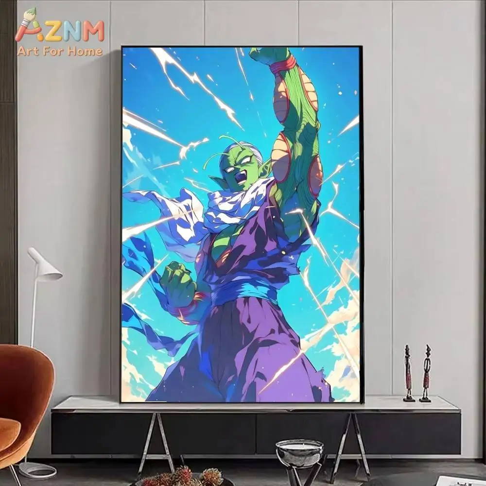 AZNM Dragon Ball Piccolo Unframed Canvas Wall Art Namekian Super Power Anime Print Poster for Teen Bedroom Home Decoration