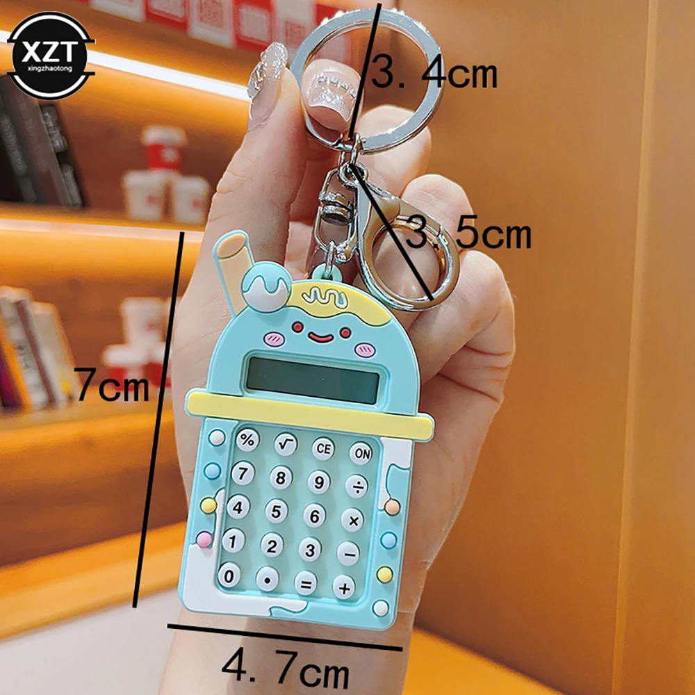 Cute Creative 8 Digital Calculator Portable Keychain Candy Color Mini Calculator School Office Supplies for Student Gifts