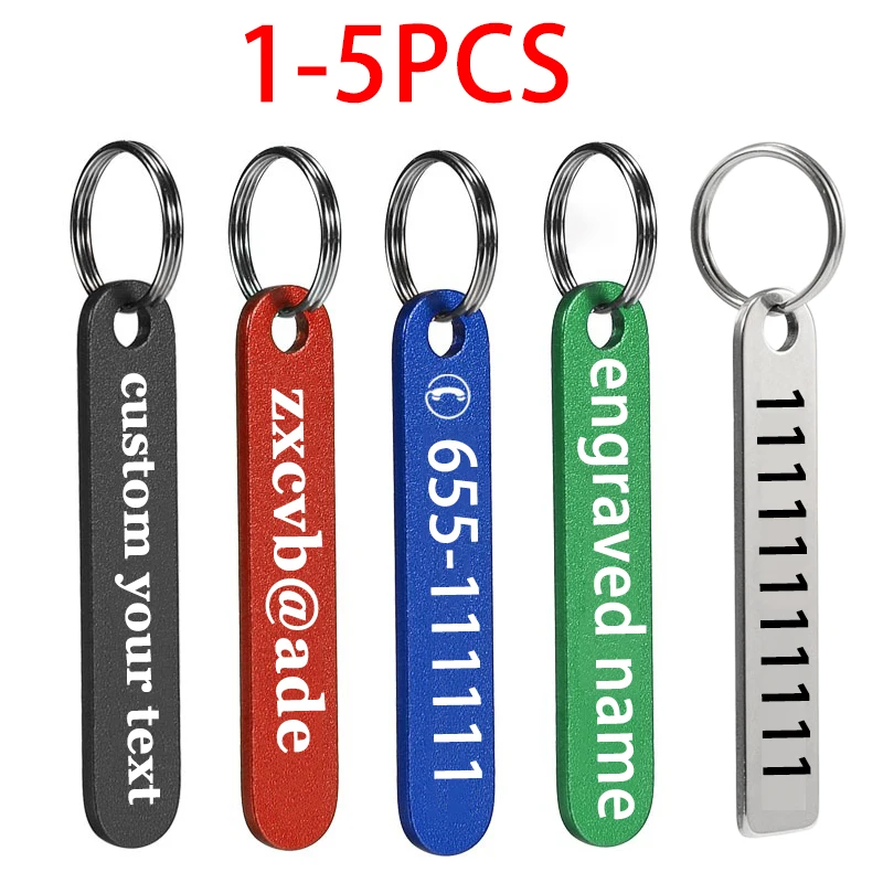 1/5 Piece Personalized Stainless Steel KeychainCustom Laser Engraved with Name Phone or Ideal Durable Gift for Men and Women