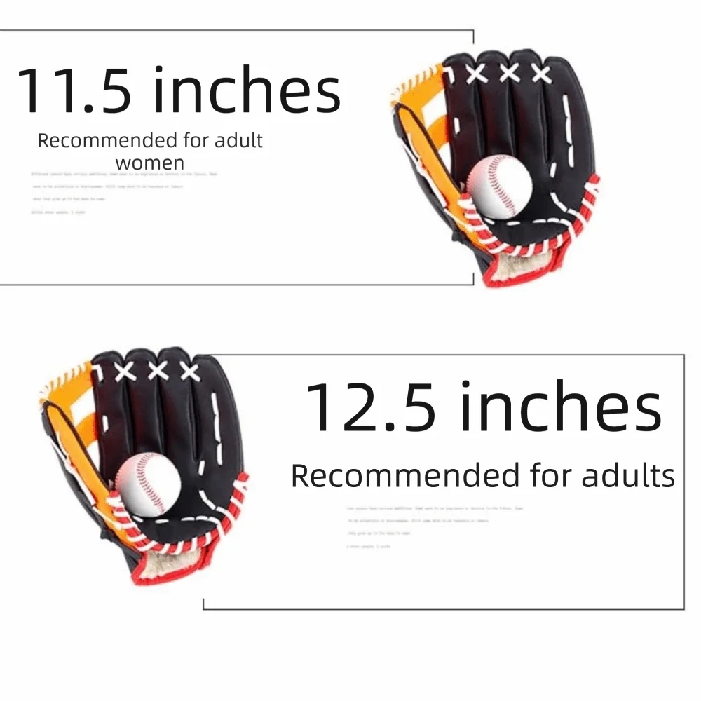 Anti-Slip Baseball Glove 10.5/11.5/12.5in Comfortable Softball Gloves PU Leather Thickened Batting Gloves Training Practice view 6
