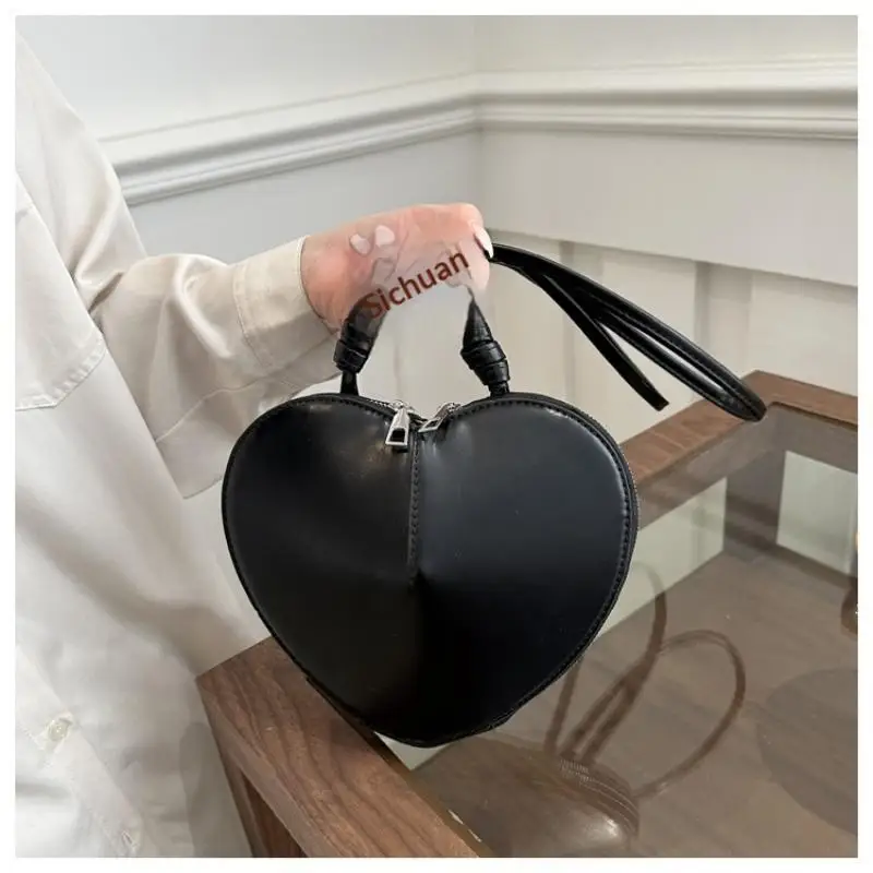 

Cute Heart Shaped Crossbody Bag For Women Solid Color PU Leather Shoulder Bag Fashionable Personality Crossbody Bag