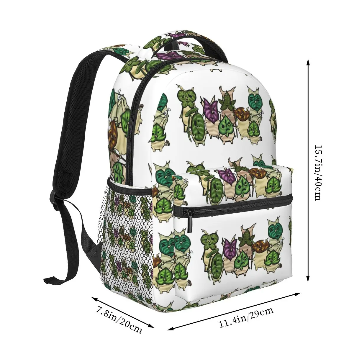 Korok Repeating Pattern (Light Green) Backpacks Boys Girls Bookbag Students School Bags Cartoon Kids Rucksack Shoulder Bag