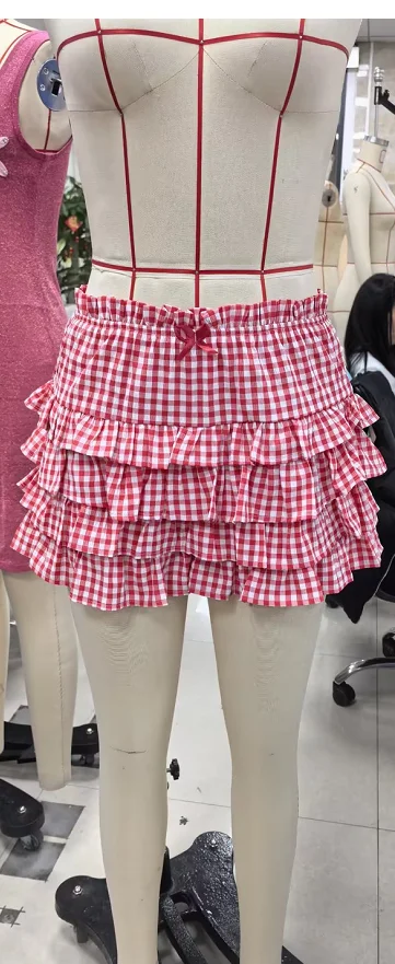 

Женские шорты, элегантные многослойные летние шорты в клетку с высокой талией, уличная одежда для клубной вечеринки