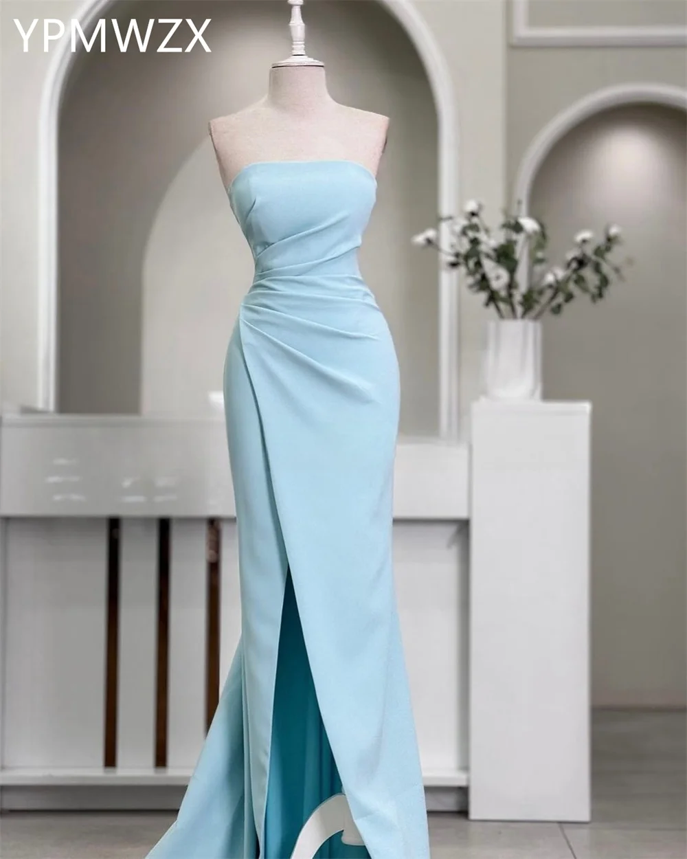 Customized Prom Gown Evening Women Party Occasion YPMWZX Strapless Column Floor Length Skirts  Bespoke  Dresses Fo