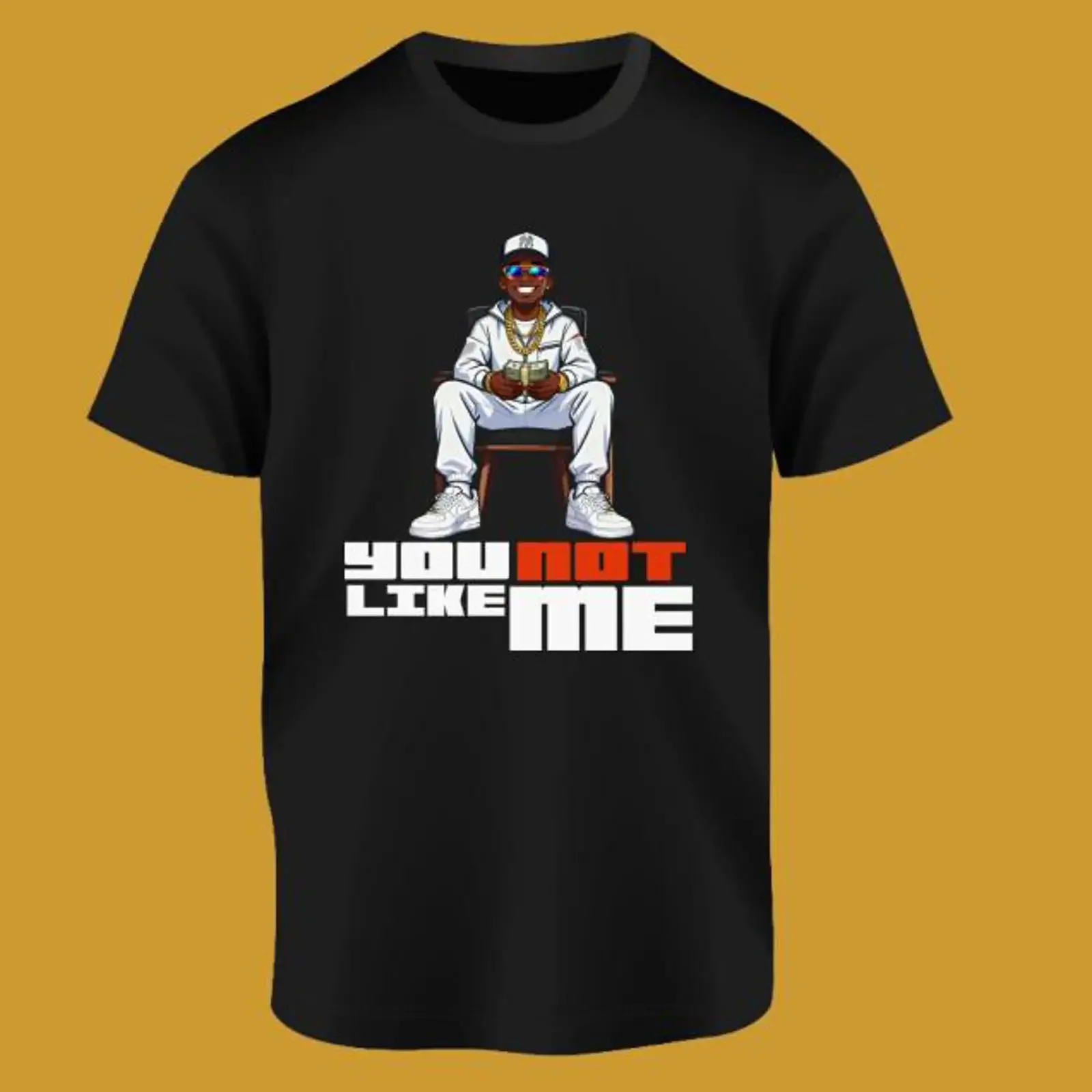 Black T Shirt You Not like Me Dollar Sign Big Money Christmas s Motivation Wealth Hustle respect Stacks of vintage Washed