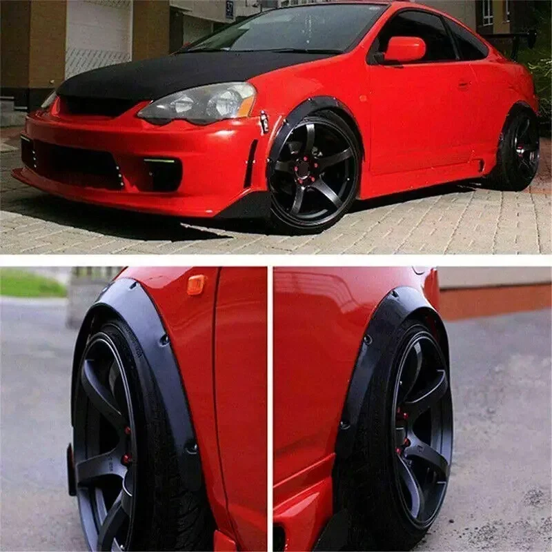 Universal 4pcs Car Truck Wheel Fender Flares Cover Wide Body Kit Wheel Arches Black