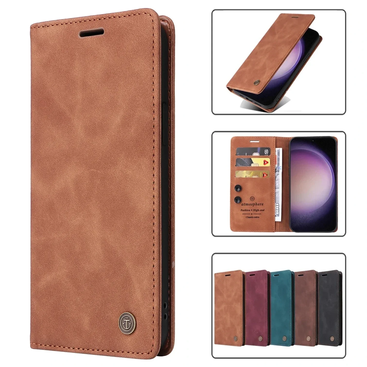 

Ultrathin Leather Flip Case For Samsung Galaxy S24 S23 S22 Ultra S21 FE S20 Plus S10 S9 Note 10 9 5G Business Wallet Phone Cover