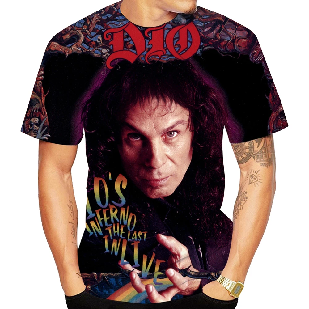 Summer Fashion Heavy Metal Band Dio Casual Large Size Men\'s 3D Printed T-Shirt Short Sleeve Top