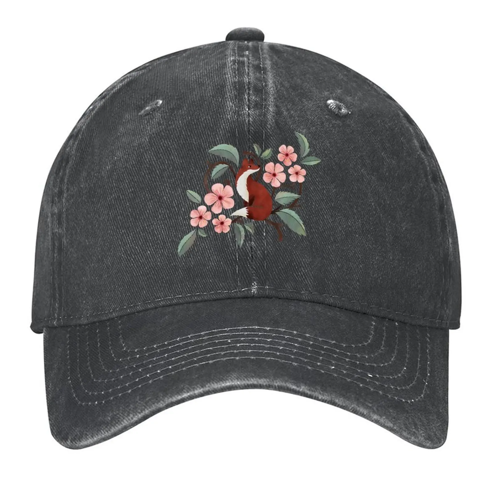

Fox in Cherry Blossoms Baseball Cap golf hat genuine Hip Hop Golf Cap tea Hat Trucker Hats For Men Women's