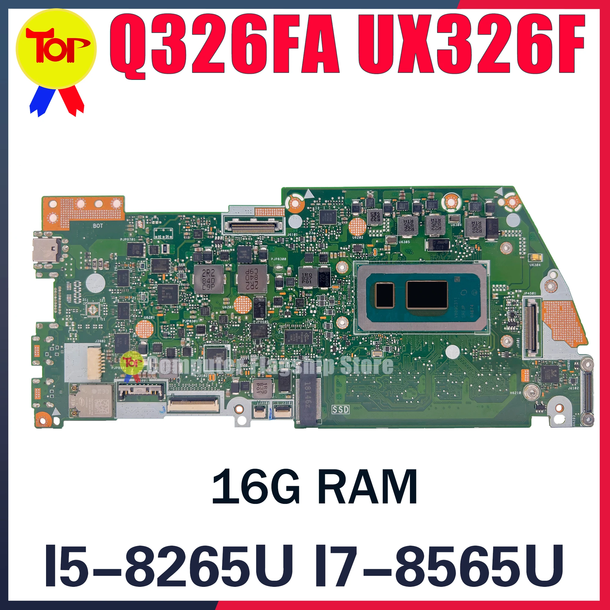 kefu placa mae portatil para asus q326f zenbook flip 13 ux362fa i58265u i79565u 16gb de ram mainboard q326fa 01