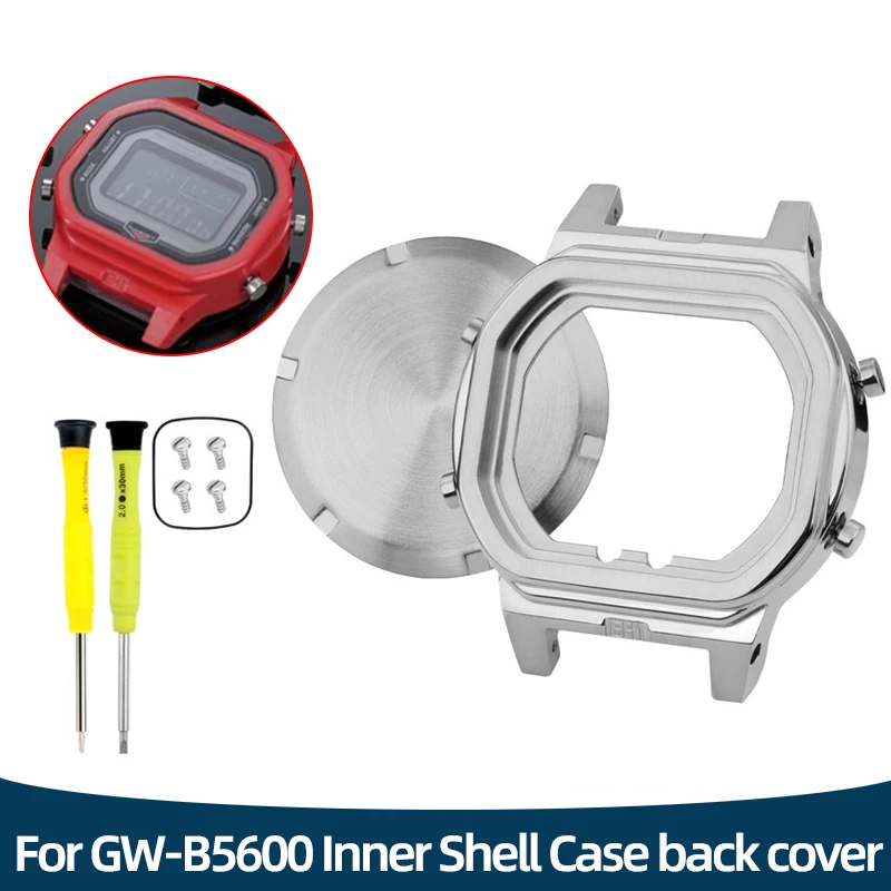 Para movimento mod kit G-SHOCK GW-B5600 escudo interno caso moldura de aço inoxidável metal parafuso traseiro capa anel à prova dwaterproof água