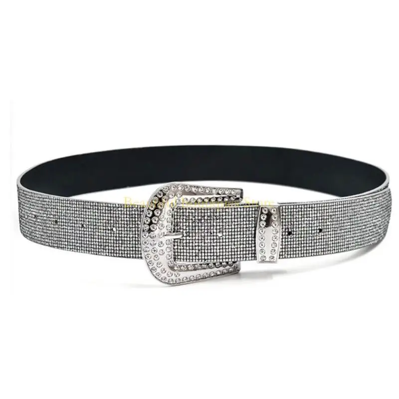 

U4LF Shimmering Full Ditsonestones с шипами пояса с пряжкой для вечерней вечеринки для вечерней вечеринки для вечерней вечеринки