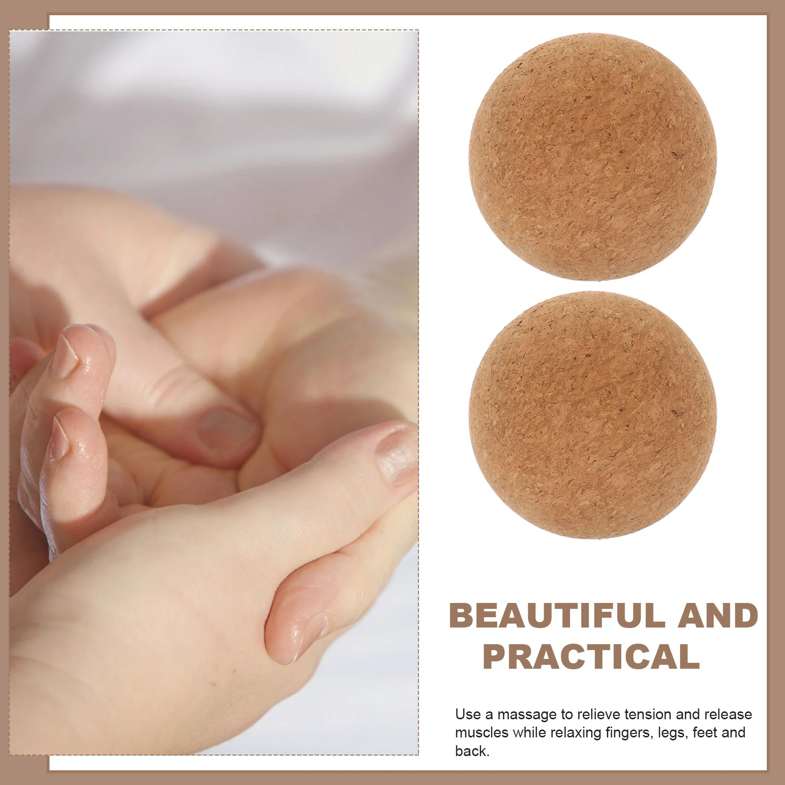 

2 шт. пробковый мяч для йоги, массажные шарики для миофасциального высвобождения, фитнес-ролик для облегчения мышц спины, шеи, ног, рук, терапевтический инструмент