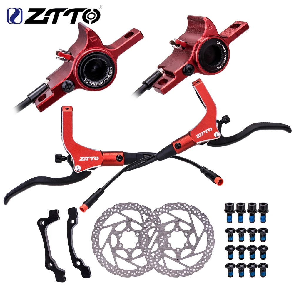 ZTTO Bicycle E-Bike Oil Brakes Caliper Hydraulic Calliperplate With Brake Adapter 950/1700mm Hose Power Off Disc Brake 160 Rotor