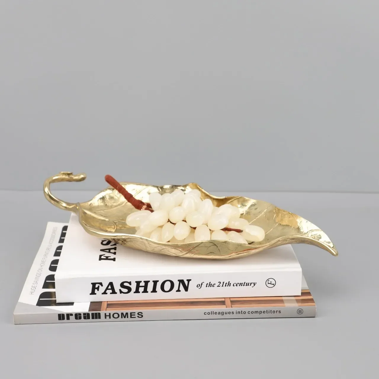 Golden Leaf Copper Leaf Fruit Bowl Storage Tray Desktop Storage Container Compote Jewelry Tray Home Decoration Accessories